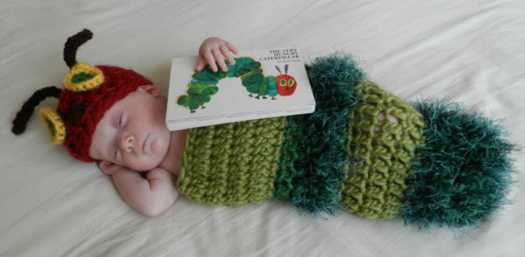 Baby dressed as caterpillar