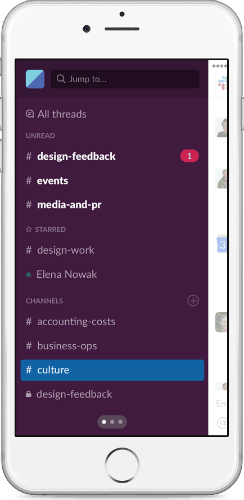 Slack iPhone channels