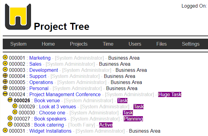 A screenshot showing a hierarchy tree