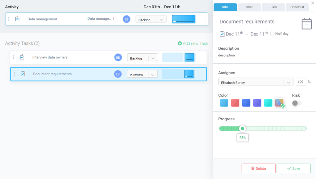 subtasks in Proggio