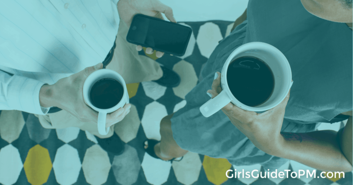 People holding coffee cups and a mobile phone
