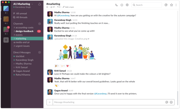 Example of Slack on Windows