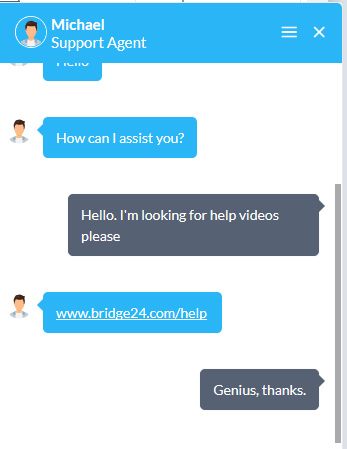 Bridge24 help chat