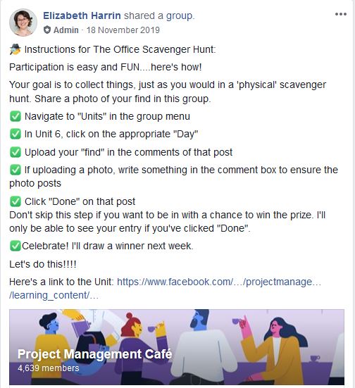 introducing an office scavenger hunt on facebook