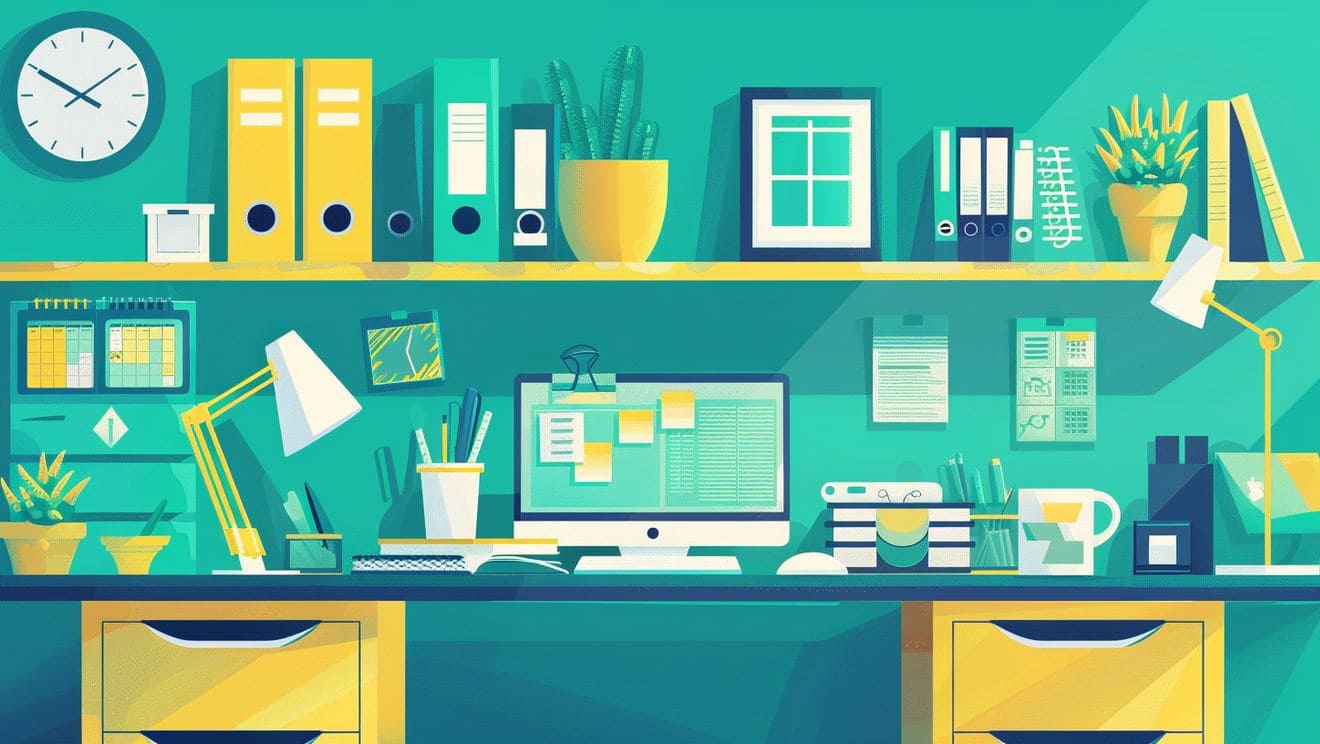 The Principles of Project Management 6 Organised shelves and a laptop screen