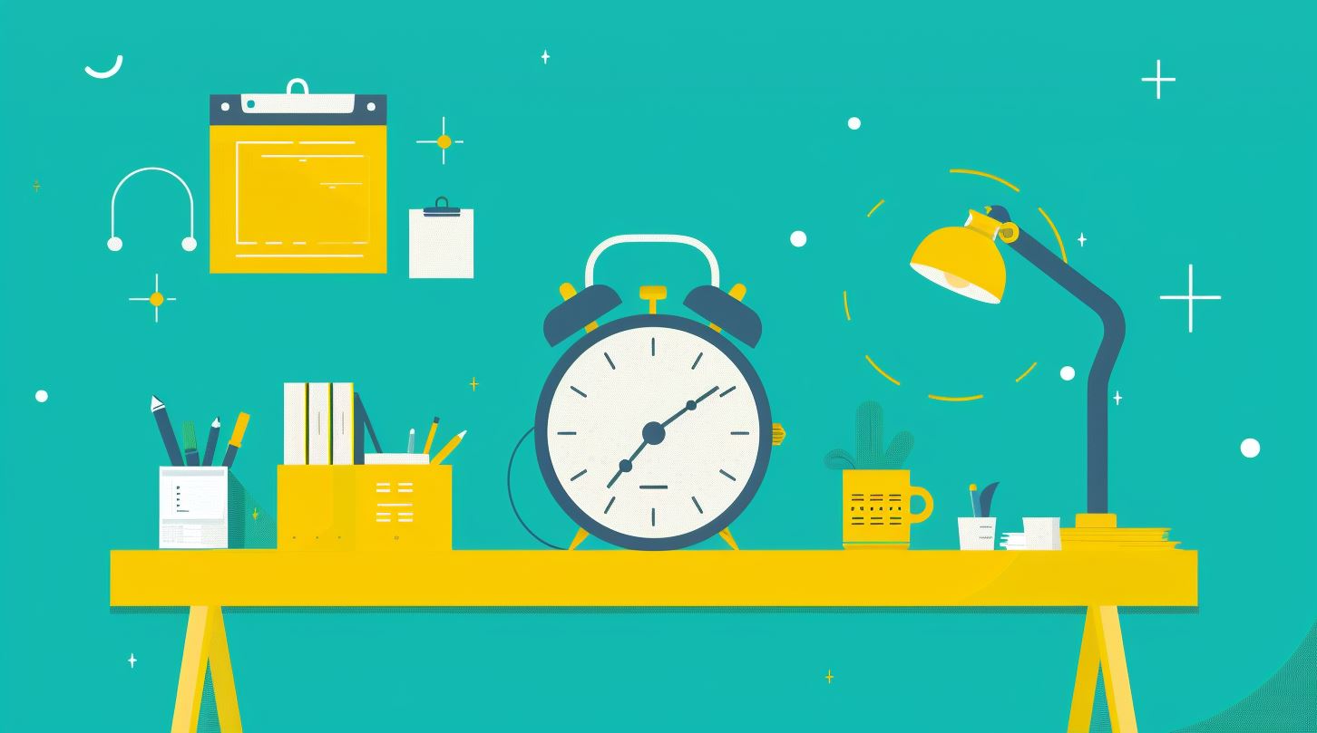 15 Clever ways to save time at work 7 Clock on a yellow desk