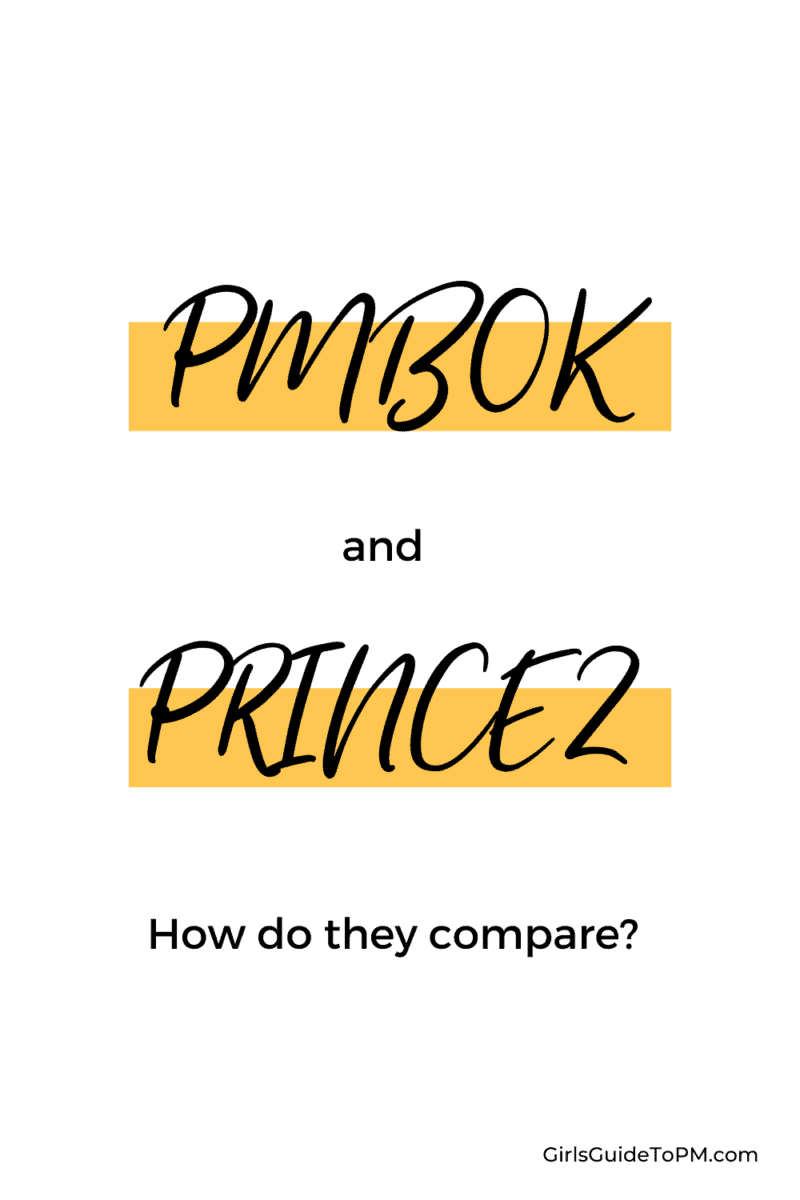 PMBOK and PRINCE2 written on a yellow background