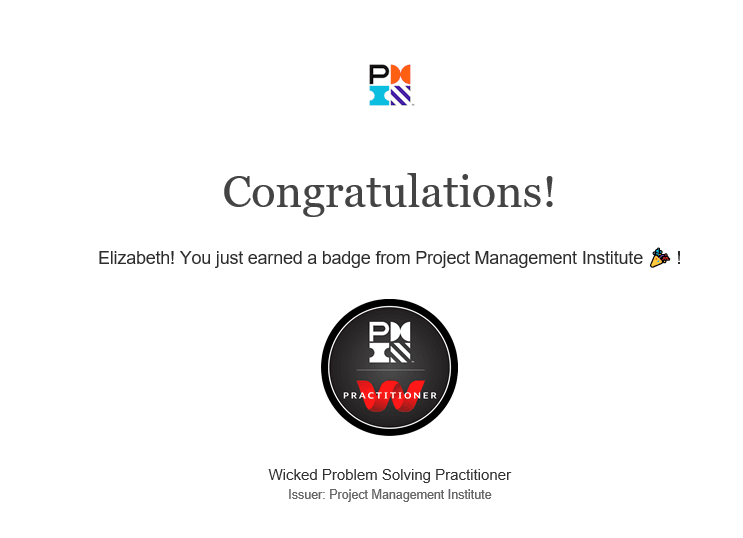 wicked problem solving practitioner badge (pmi)