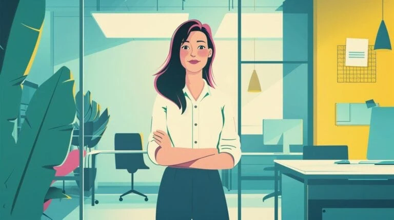 Illustration of a female project manager with arms folded