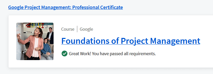 I completed the Foundations course. 