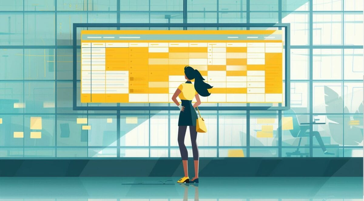 3 Myths About Managing Multiple Projects That Are Blocking Your Promotion 2 Project manager in front of a giant schedule