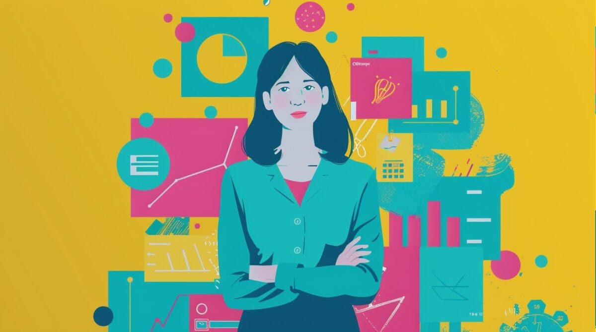 Project manager wearing a blue jumper