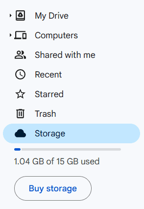 google drive storage