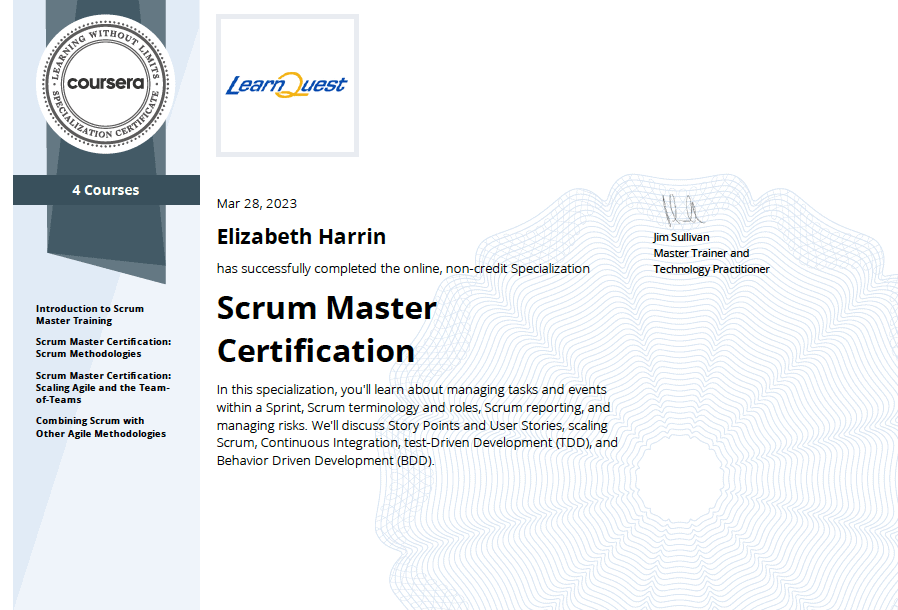 Learnquest scrum master certification