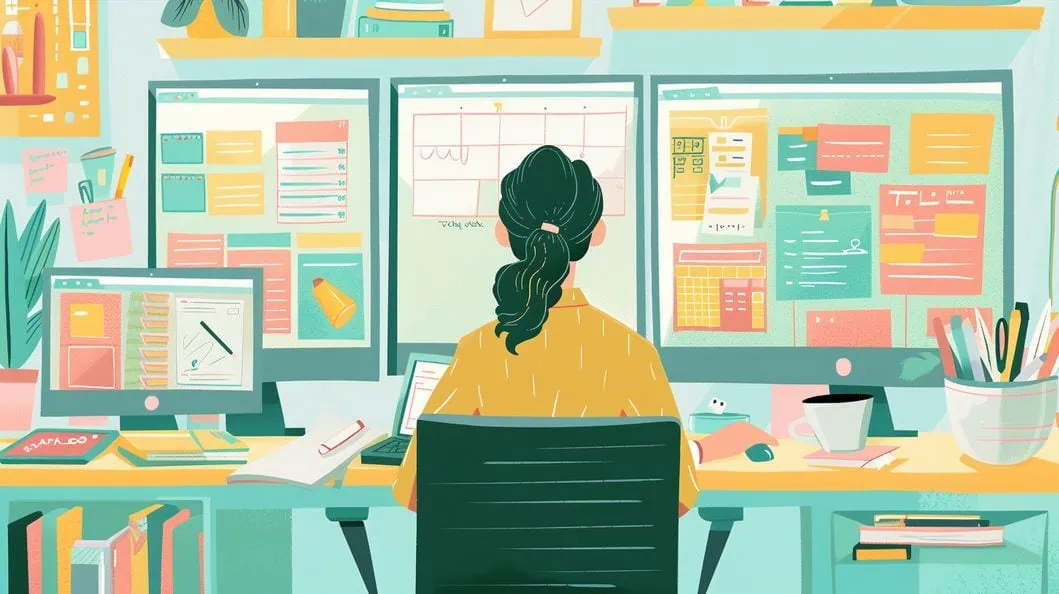 Project Performance Domains Explained (Updated for PMBOK 8!) 10 Woman at a crowded desk