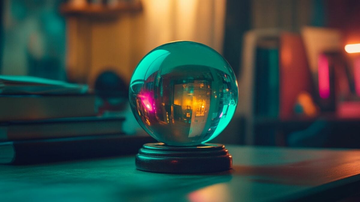 Crystal ball sits on a desk