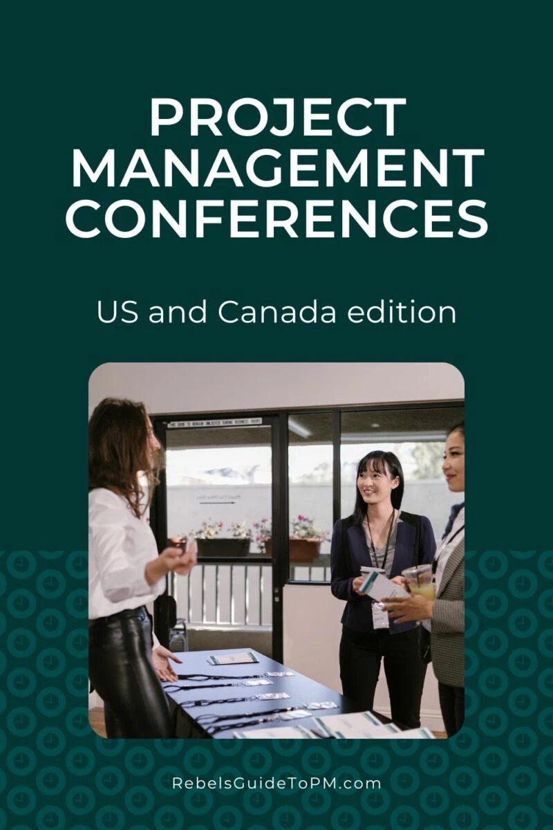pin image with text: project management conferences US and Canada edition