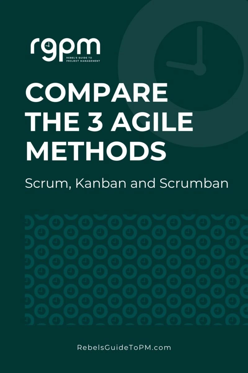 pin image with text: compare the 3 agile methods - scrum, kanban, and scrumban