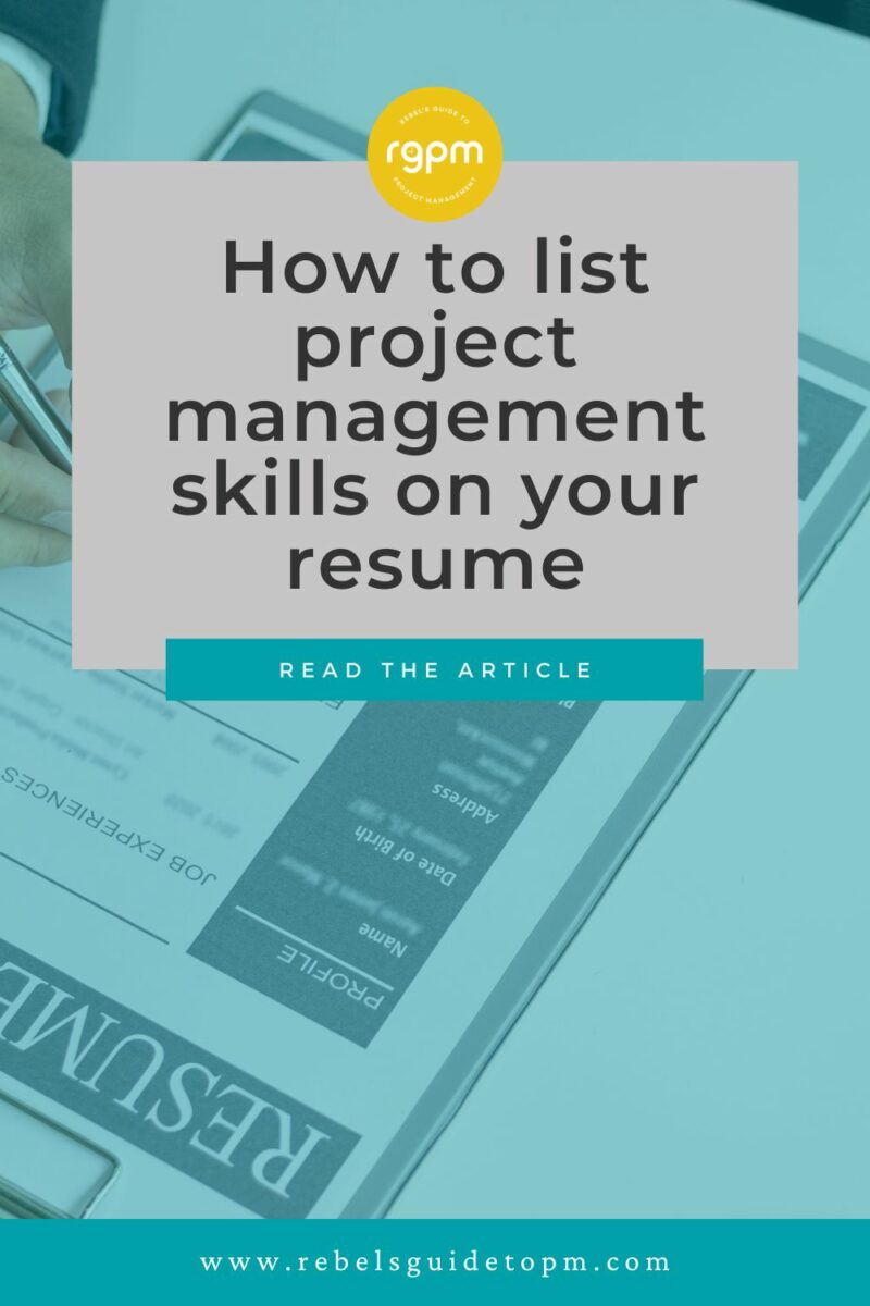 pin image with text: how to list project management skills on your resume