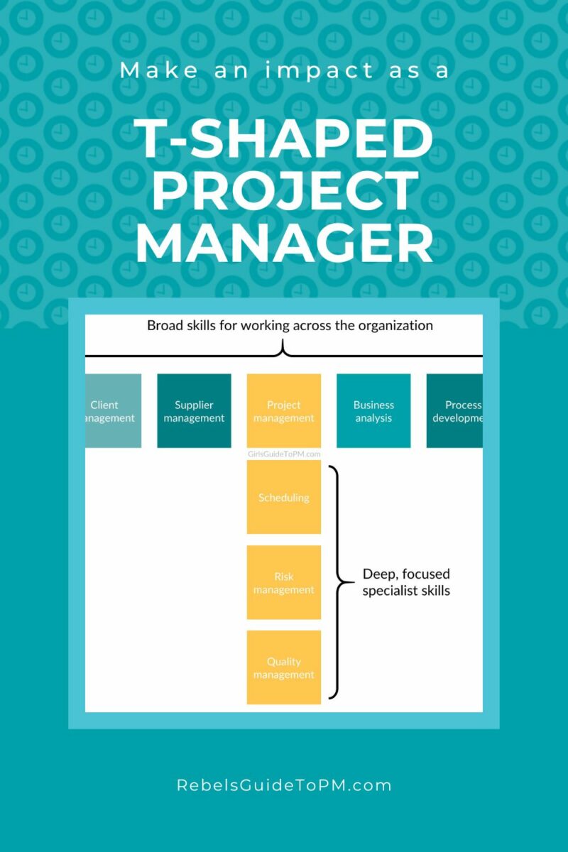 pin image with text: make an impact as a t-shaped project manager