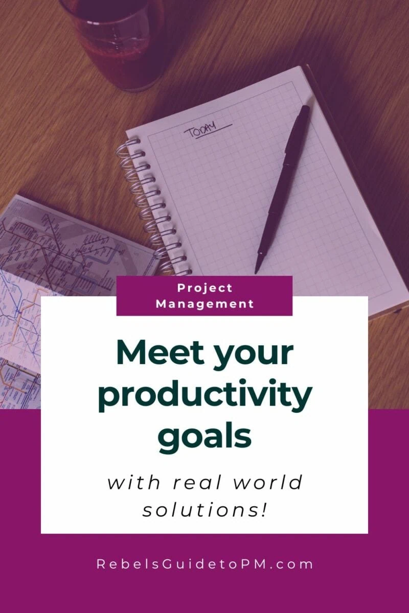 pin image with text: meet your productivity goals with real world solutions