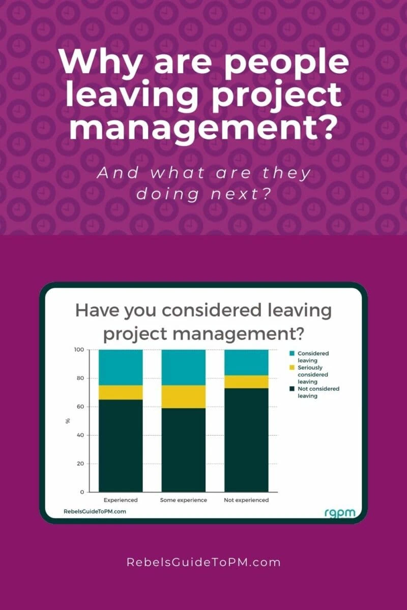 pin image with the text: why are people leaving project management and what are they doing next?