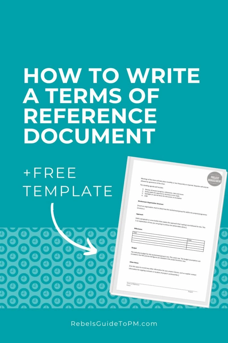 pin image with text: how to write a terms of reference document + free template