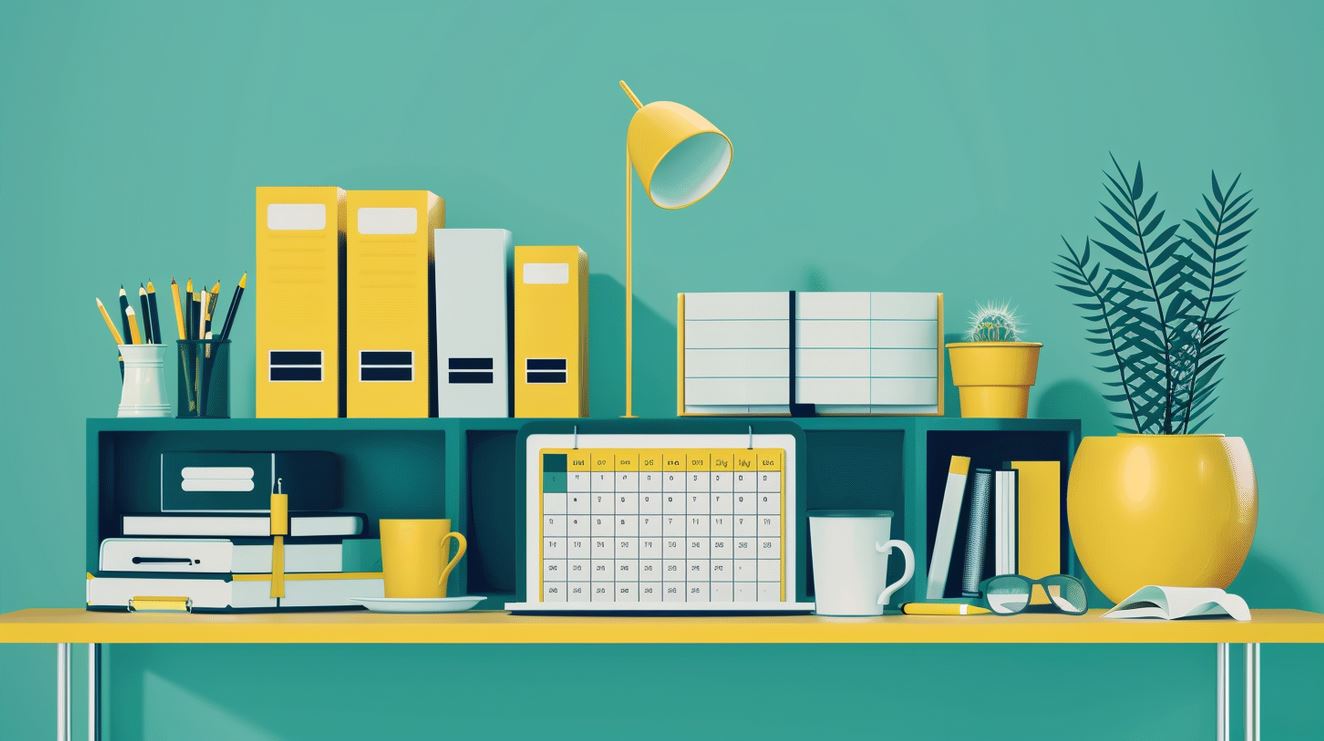 20 Practical tips to get (and stay) organized at work 8 Illustration of an organized desk