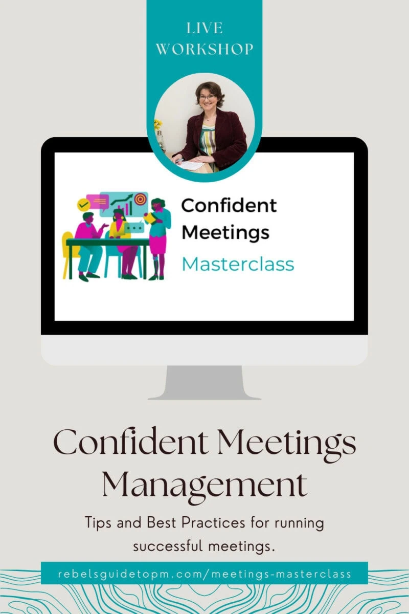 pin image with text: confident meetings management - tips and best practices for running successful meetings