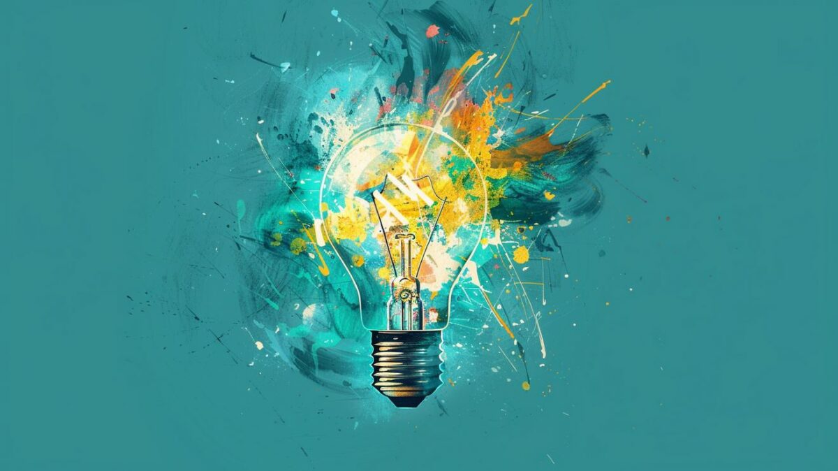 Lightbulb exploding with colour