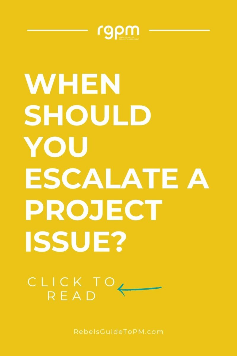 pin image with text: when should you escalate a project issue?