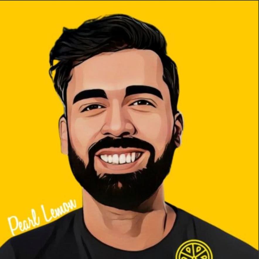 Deepak Shuklar wearing a black shirt on a yellow background