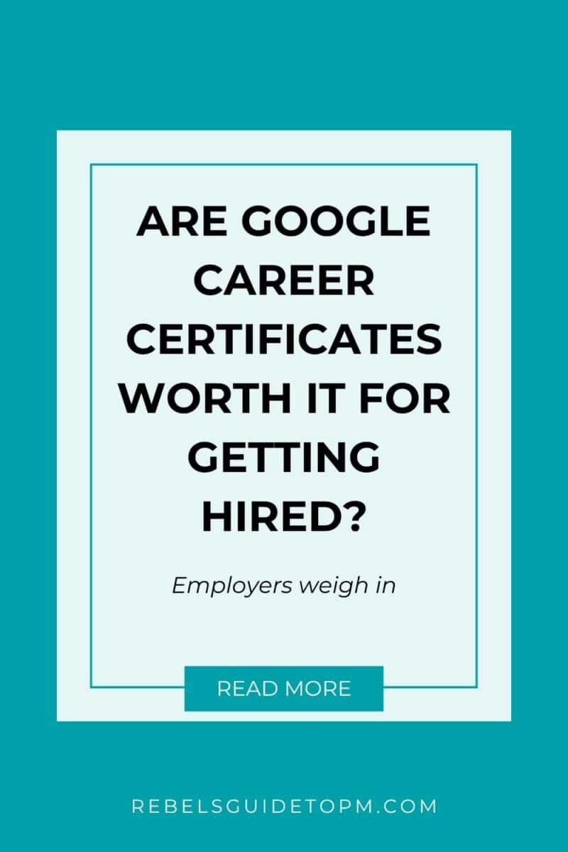 pin image with text: are google career certificates worth it for getting hired? employers weigh in