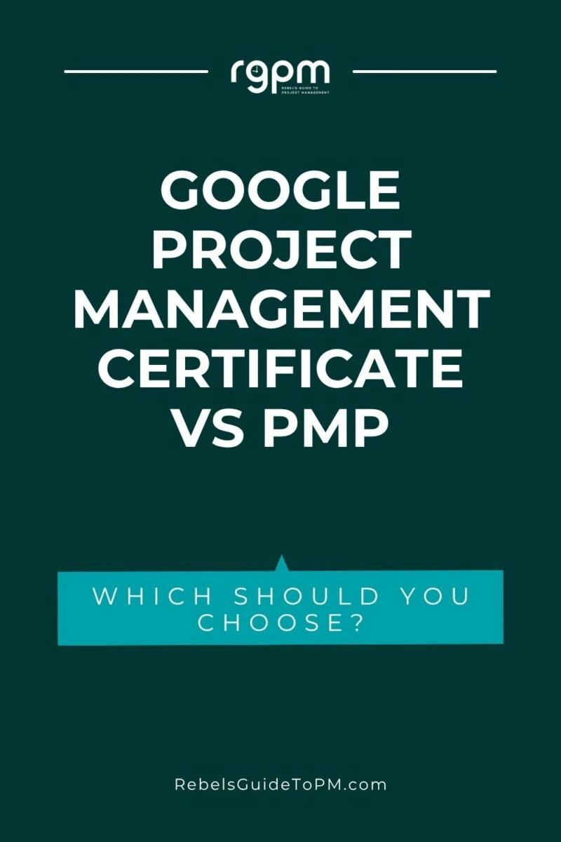 pin image with text: google project management certificate vs pmp