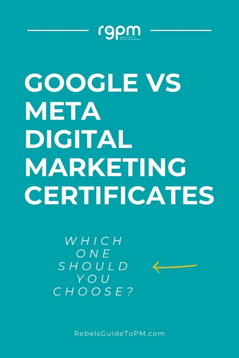 Google vs Meta Marketing Certificates: Which Should You Choose? 5 pin image with text: google vs meta digital marketing certificates