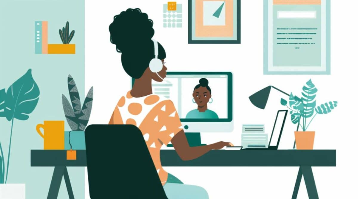 woman at a computer
