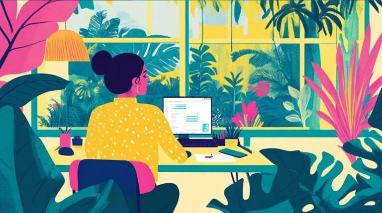 woman working at a computer