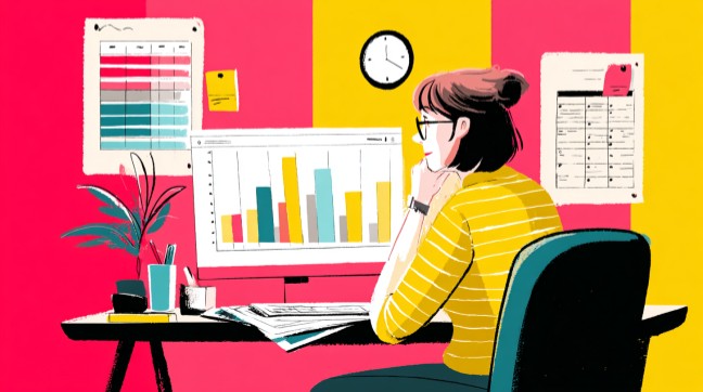 Woman looking at a graph