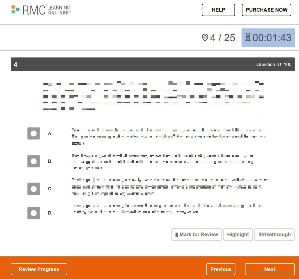 The Best PMP Exam Simulators for 2026 3 Screenshot of the PMP exam simulator, with question blurred out